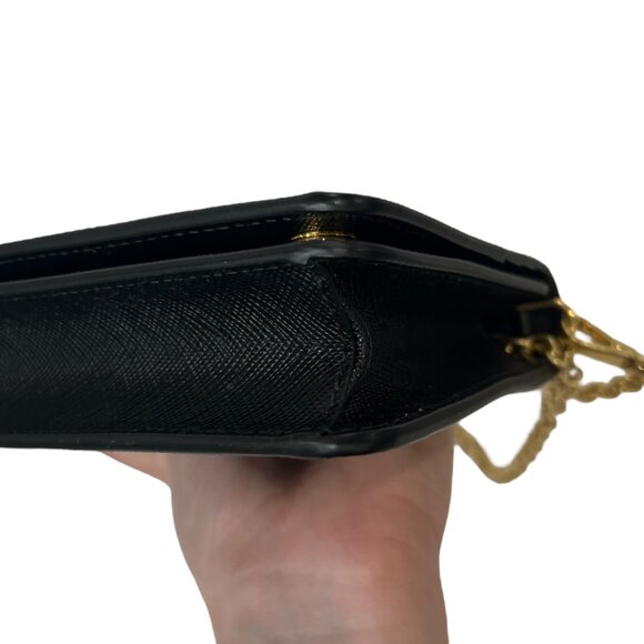 PRADA Black Saffiano Gold Wallet On Chain WOC Wristlet - Picture 4 of 13